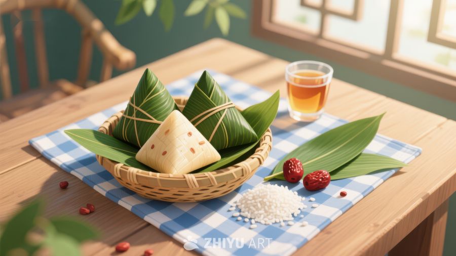 端午节粽子与茶的温馨场景 103