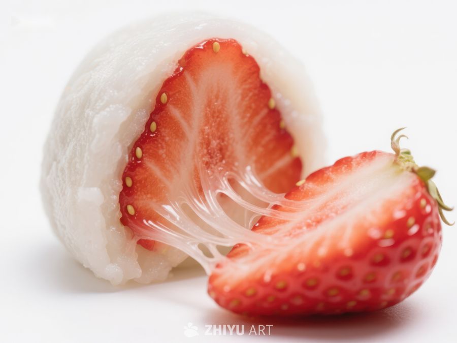 草莓大福特写，清新诱人