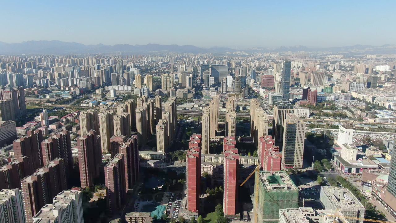 城市高楼住宅小区石家庄航拍 
