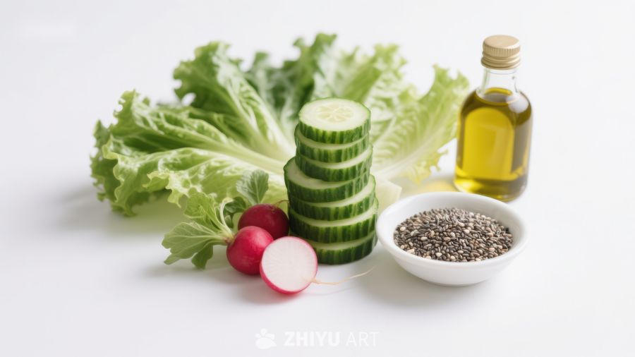 新鲜蔬菜与调味料组合