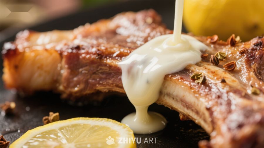 烤肉配柠檬与酱汁