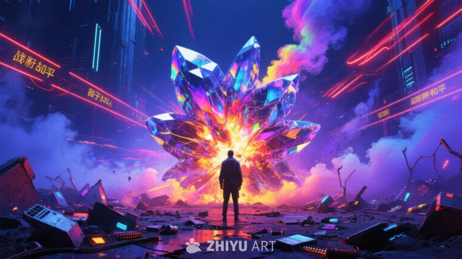 未来城市中的神秘水晶爆炸 579