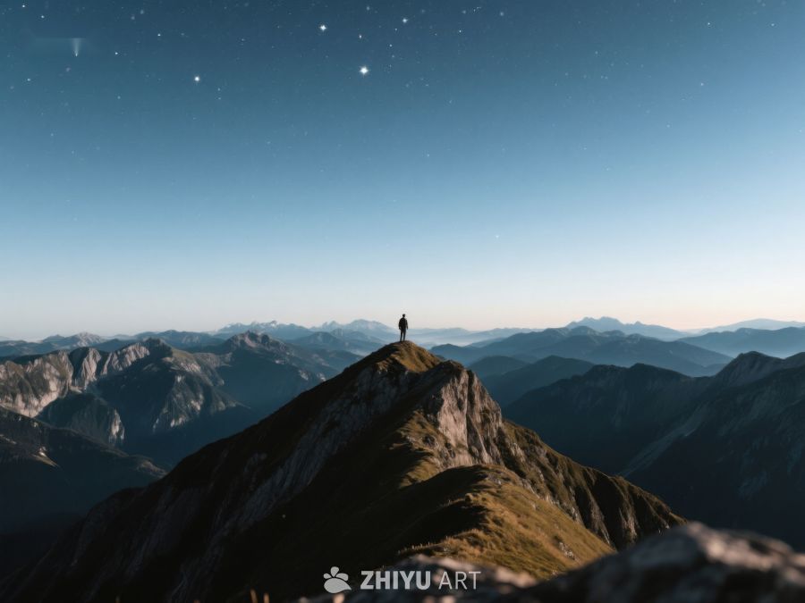 山顶独行者仰望星空 123