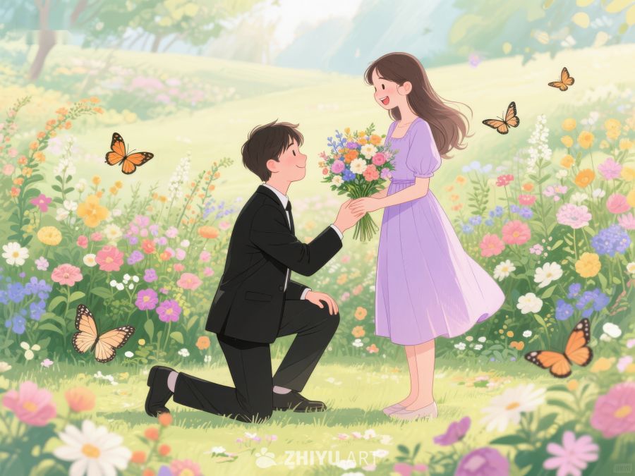 花丛中求婚的浪漫瞬间 310