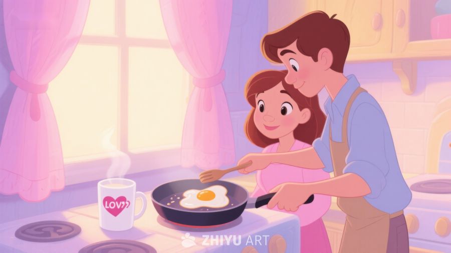 温馨厨房：父女共煮早餐 390