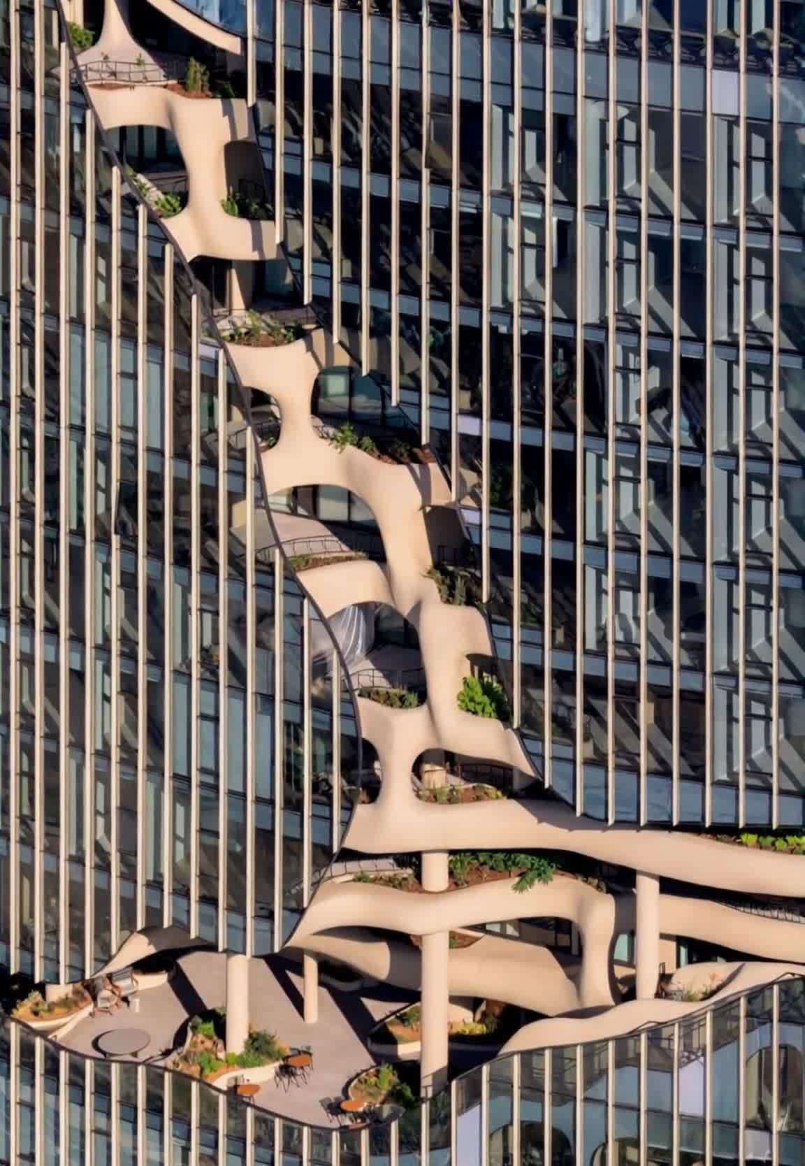 外立面木纹平台植物办公楼