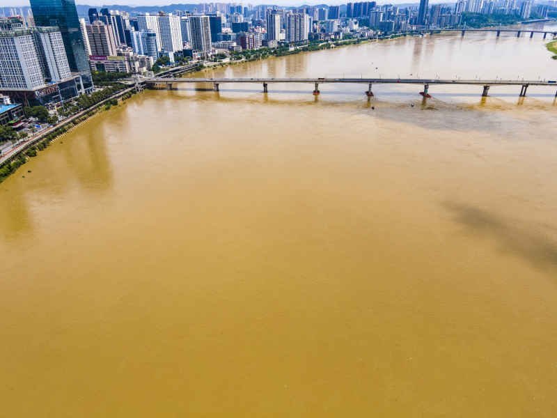 湖南株洲城市风光航拍摄影图