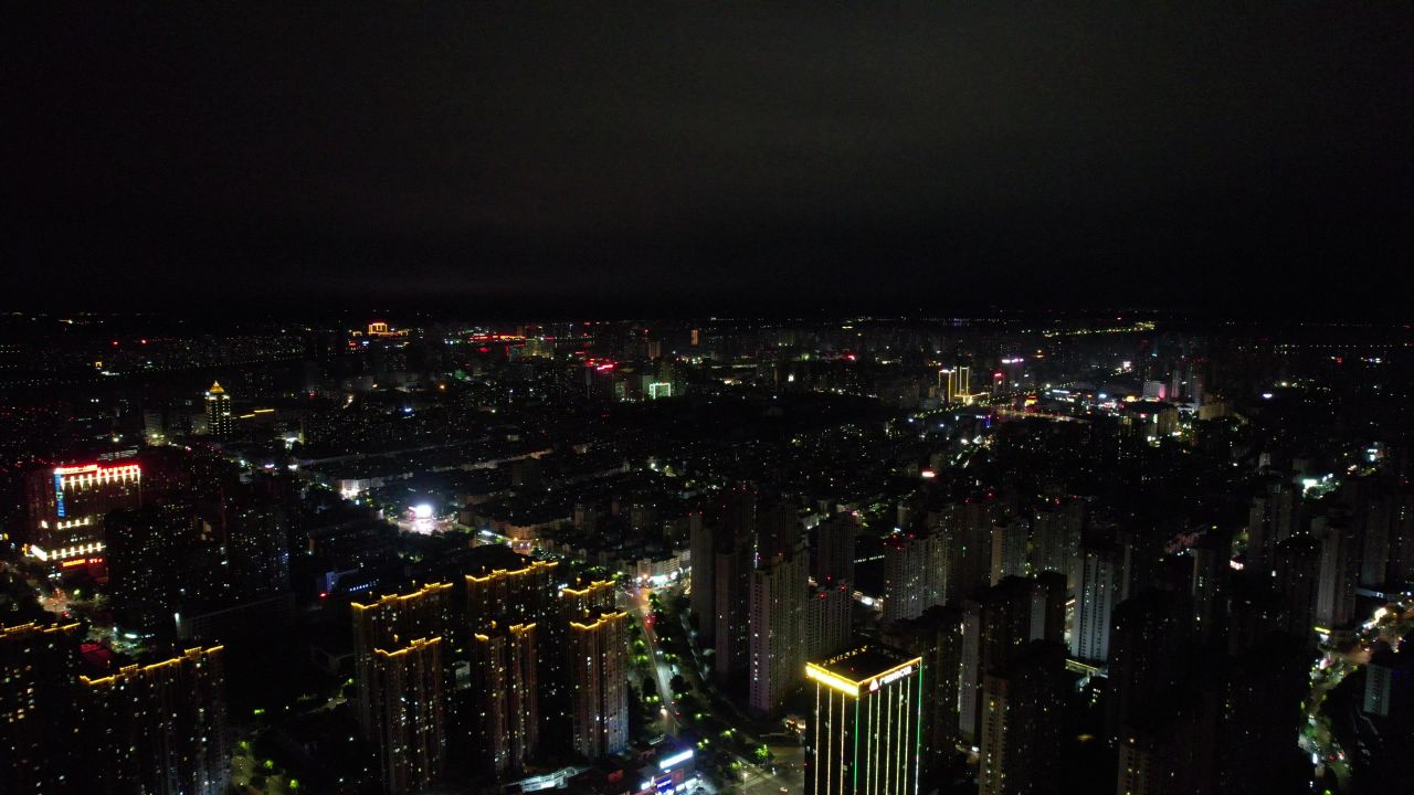 安徽蚌埠城市夜景灯光航拍  