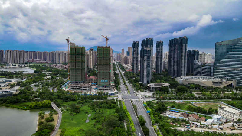 福建漳州城市风光航拍图 