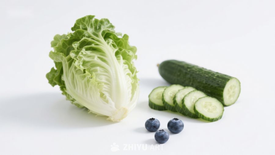 新鲜蔬菜与蓝莓静物