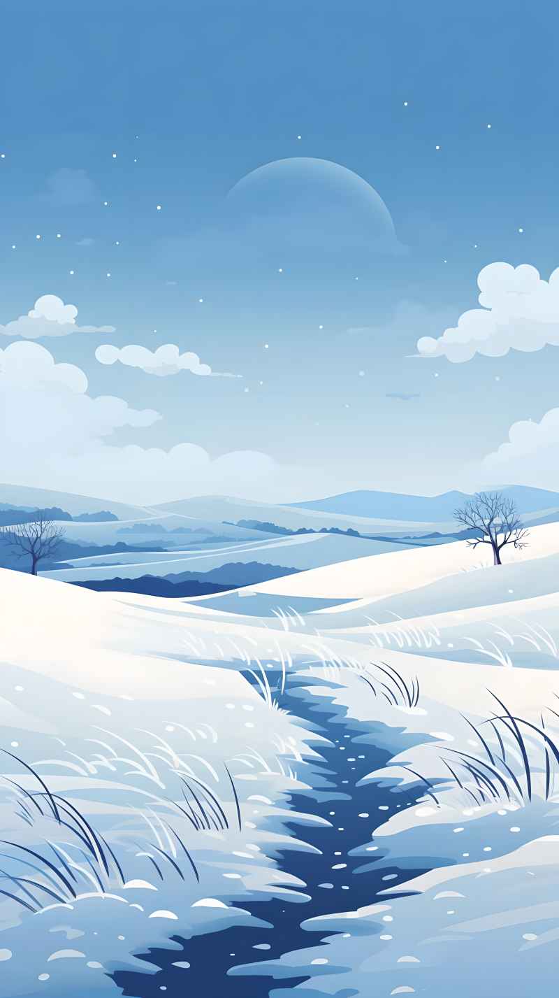 冬季唯美创意背景插画图 39