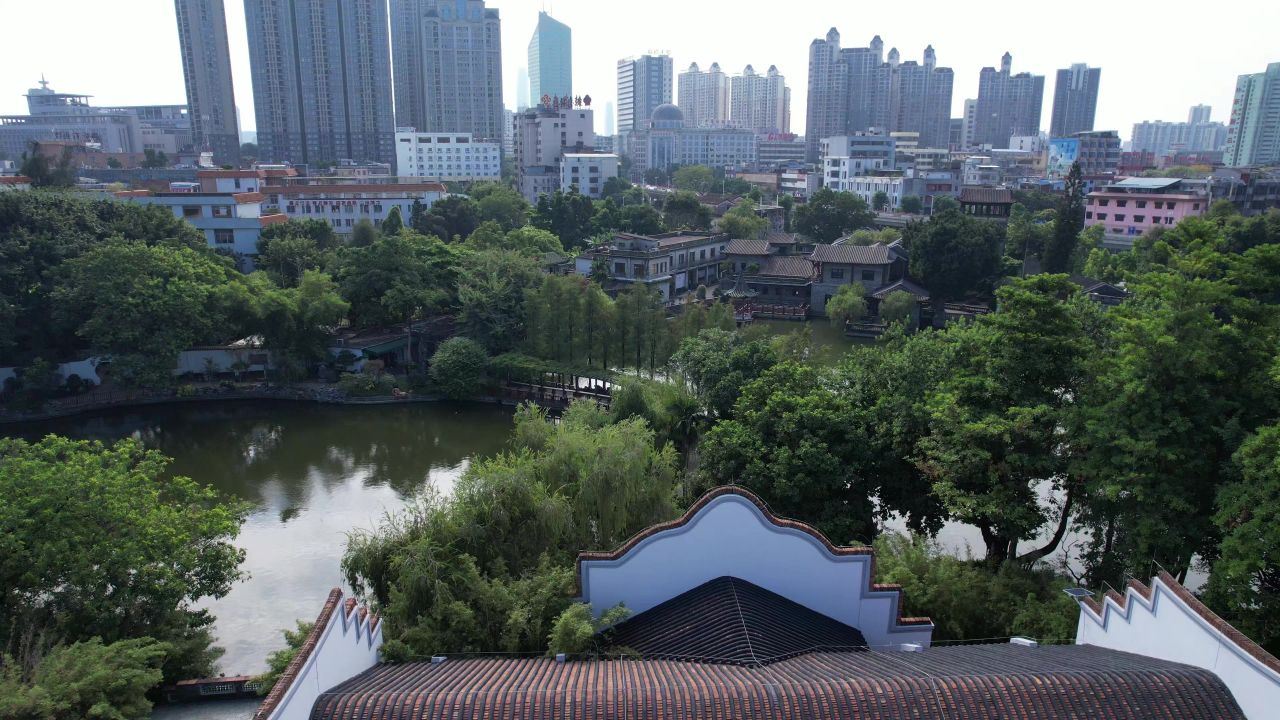 广东东莞可园旅游景区航拍