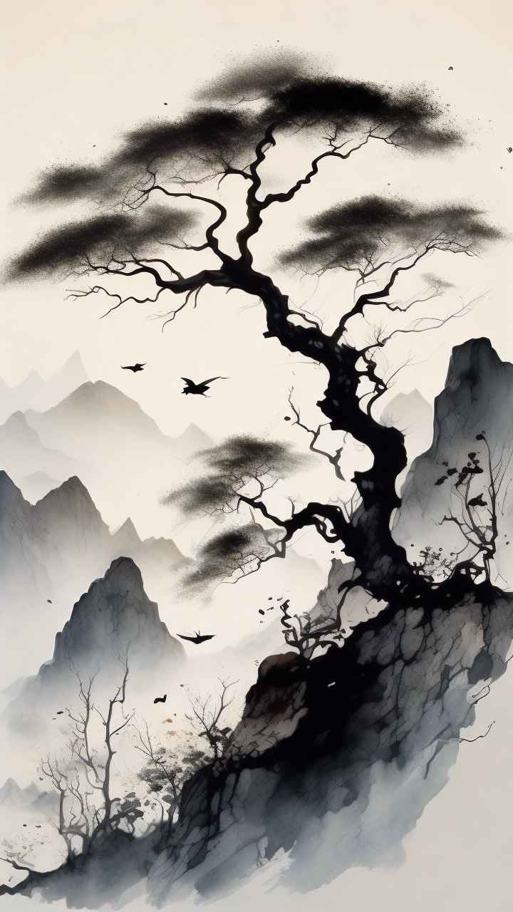 古风山水画唯美背景图 1
