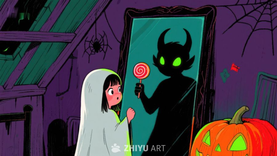 小女孩与镜中恶魔的糖果诱惑