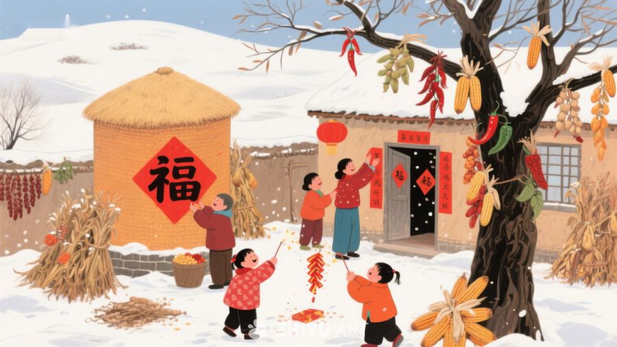 雪中欢庆，乡村新年 1122