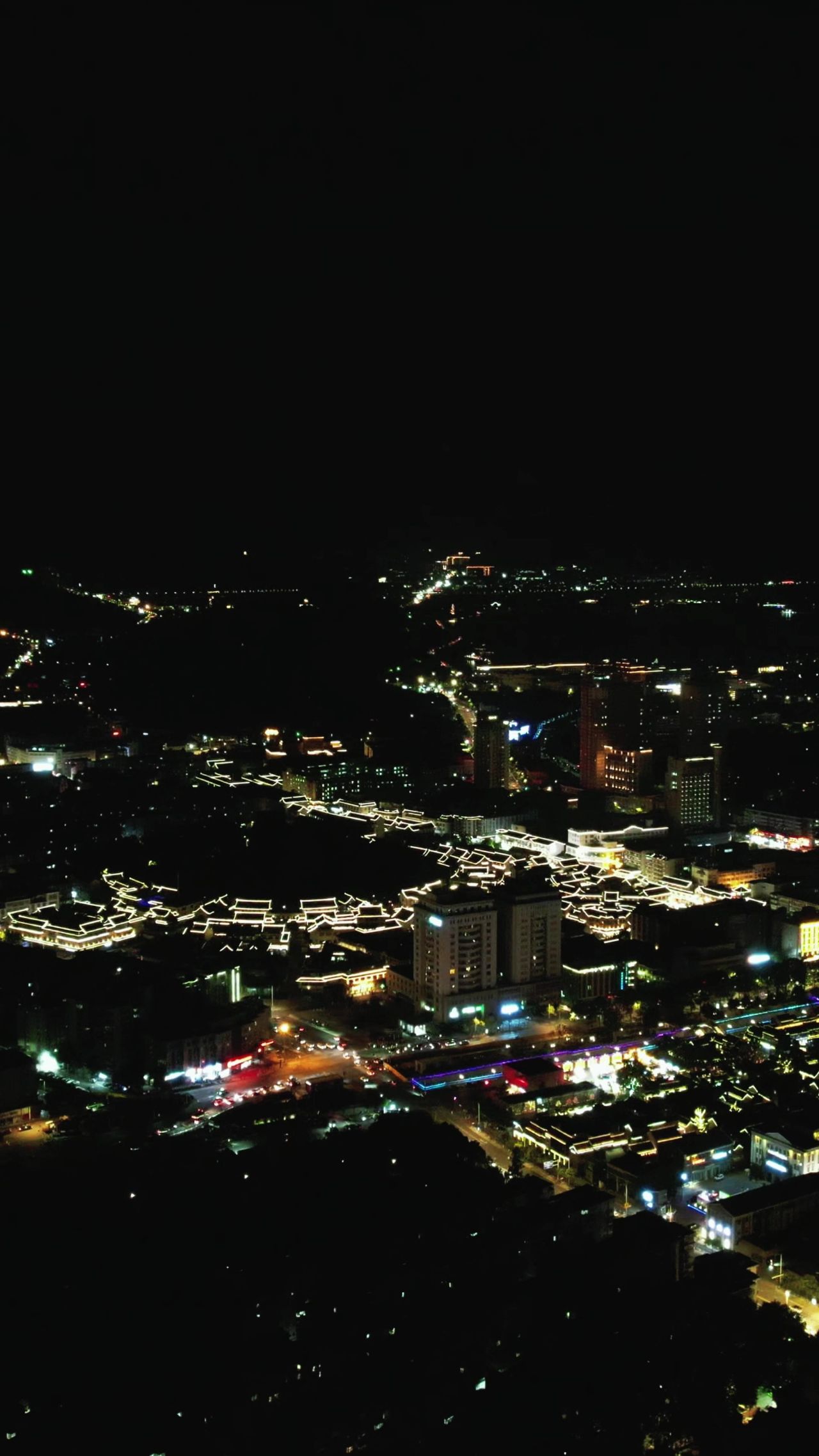 江苏徐州城市夜景灯光竖屏航拍