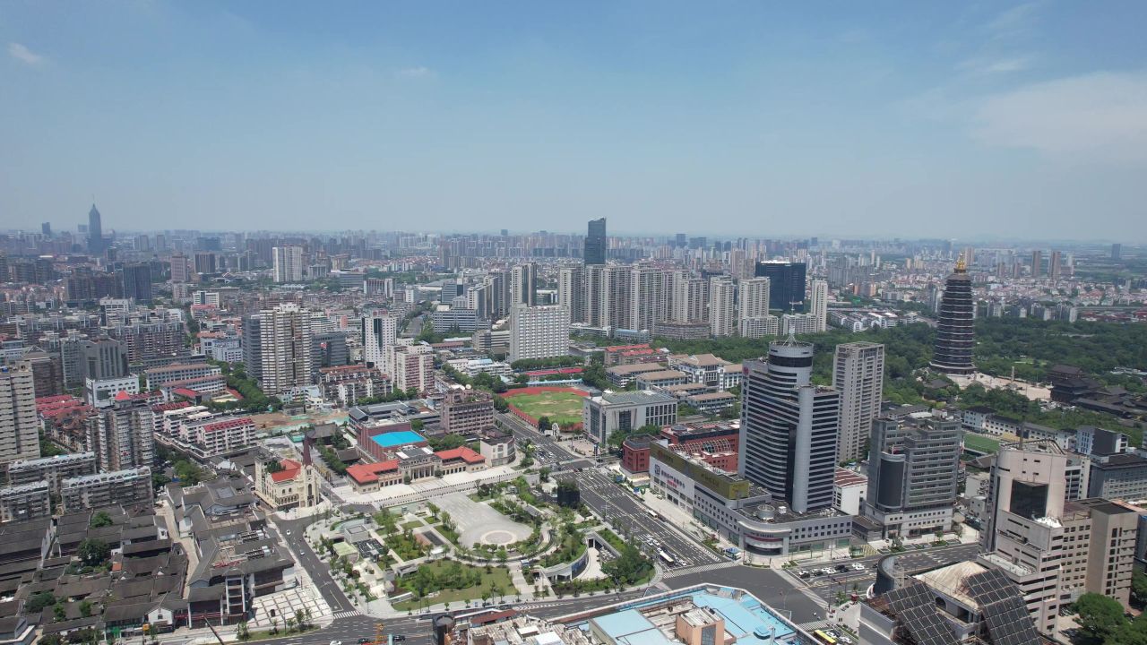 江苏常州城市交通航拍