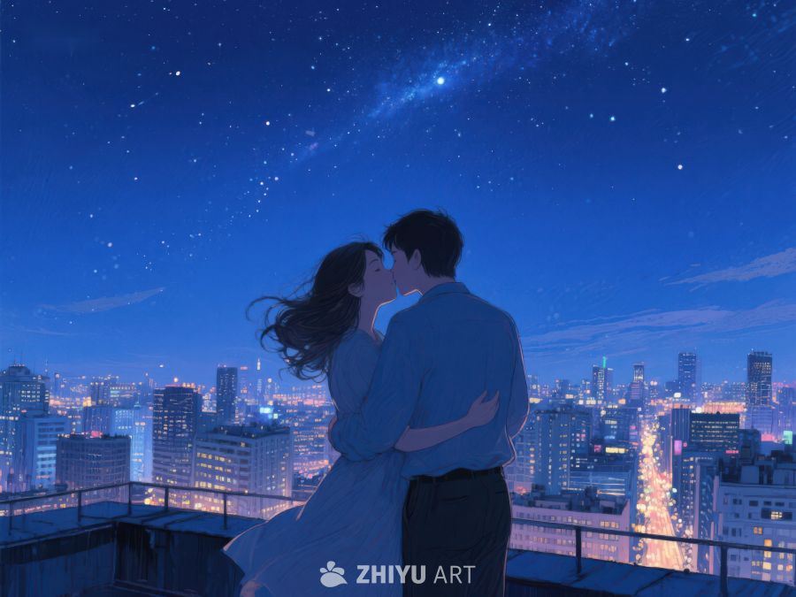 夜空下的屋顶情侣 1036