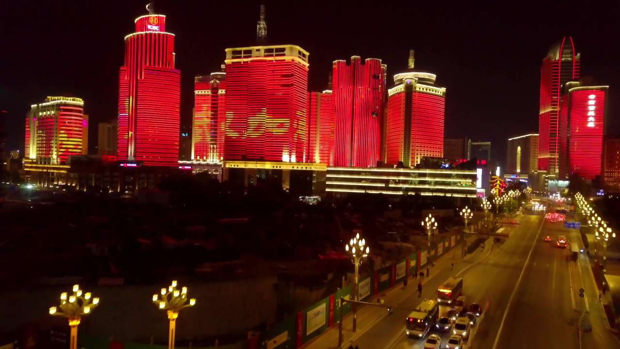 昆明五华区人民政府夜景航拍-1