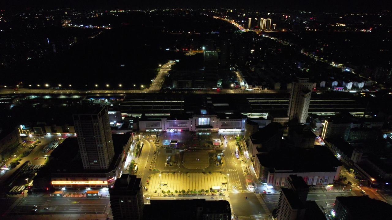 江苏徐州城市夜景灯光航拍