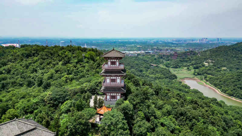 湖北鄂州城市风光航拍摄影图