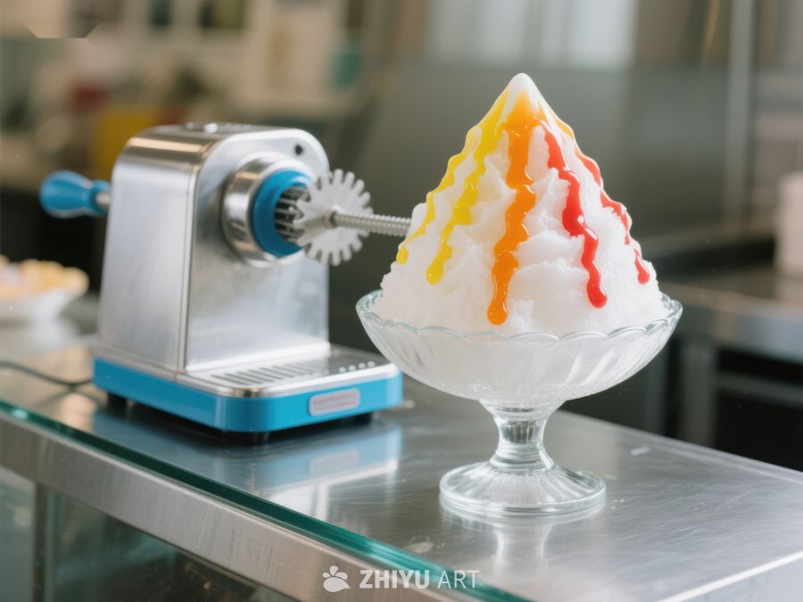 彩色糖浆淋在刨冰上的美味景象 37
