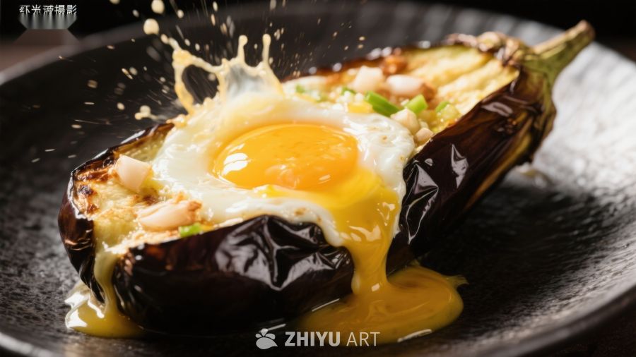 烤茄子配流心煎蛋