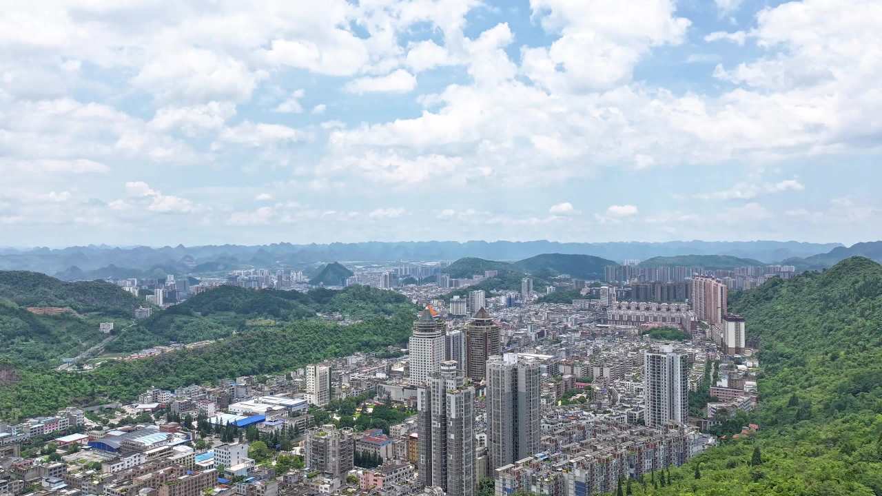 贵州兴义市城市发展城市风光延时航拍