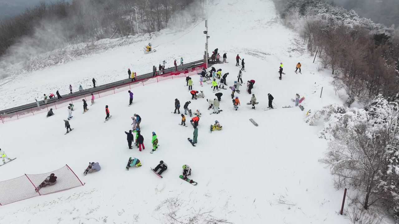 休息的滑雪场人群