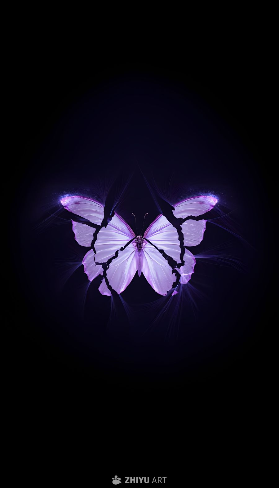 梦幻霓虹紫蝴蝶 未来科技感发光装饰元素 6