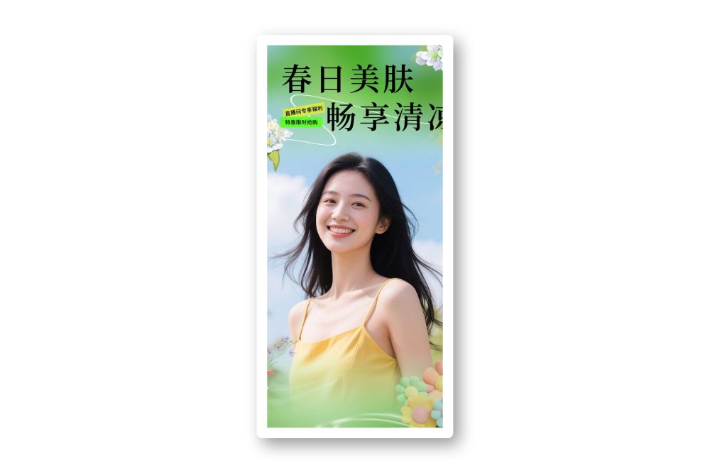 美肤护肤品直播间海报春日特惠专场活动海报