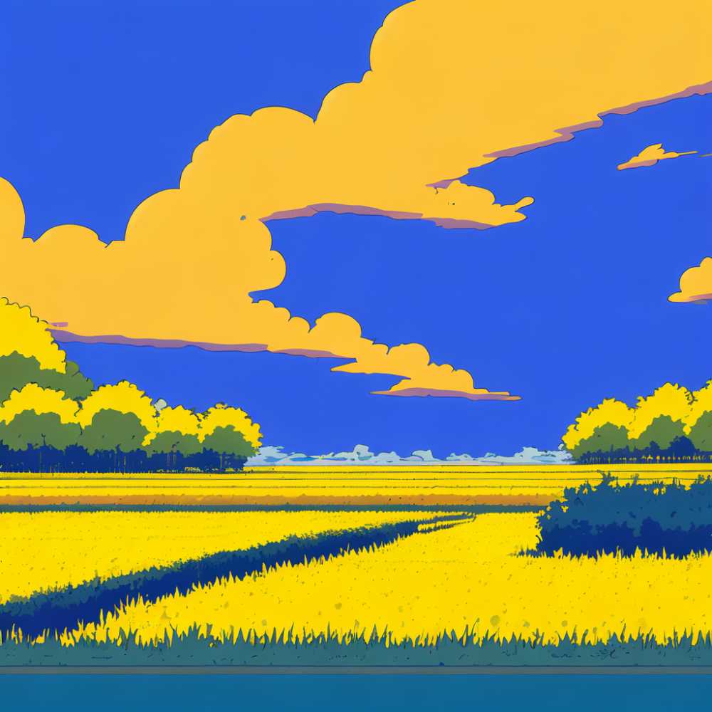 黄色插画风景简约