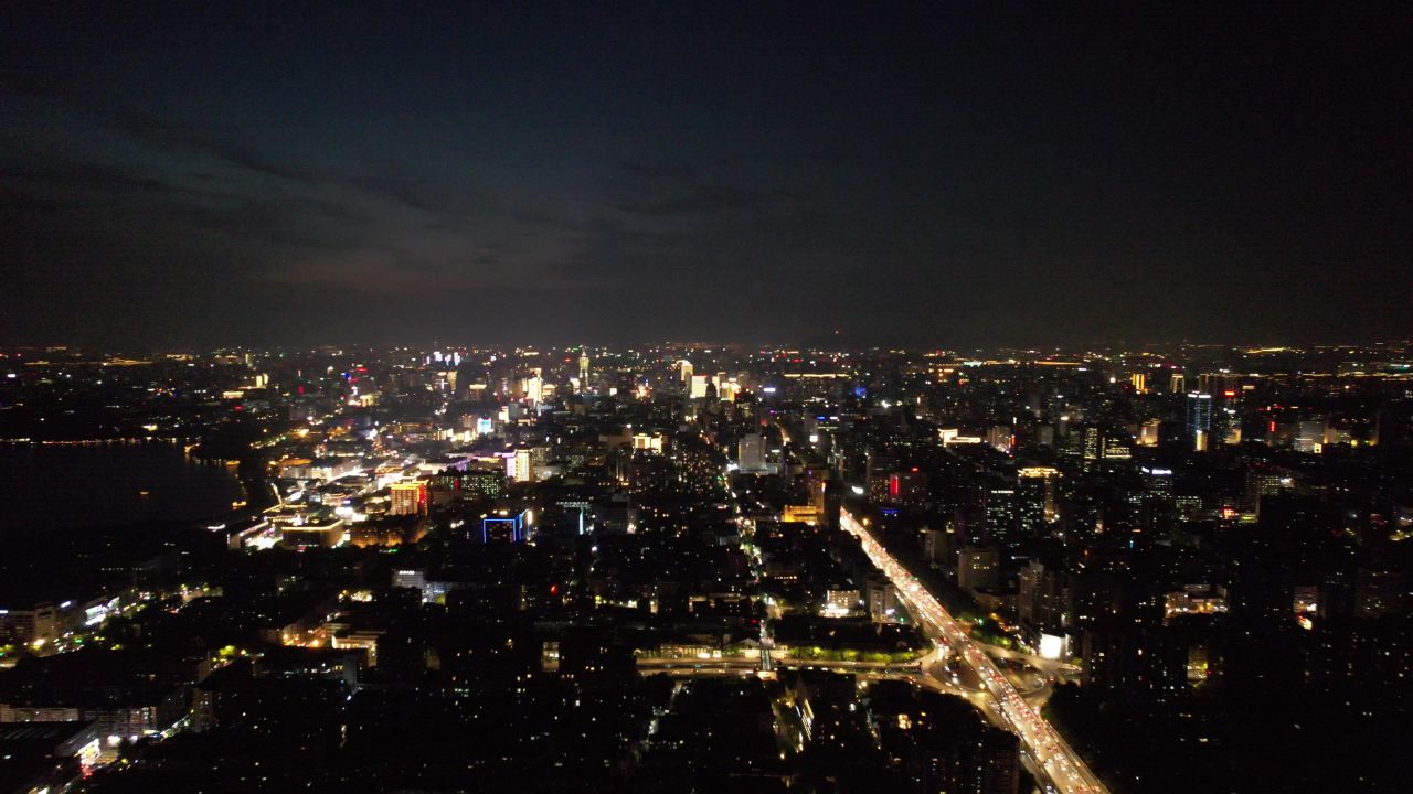 浙江杭州城市风光地标建筑航拍