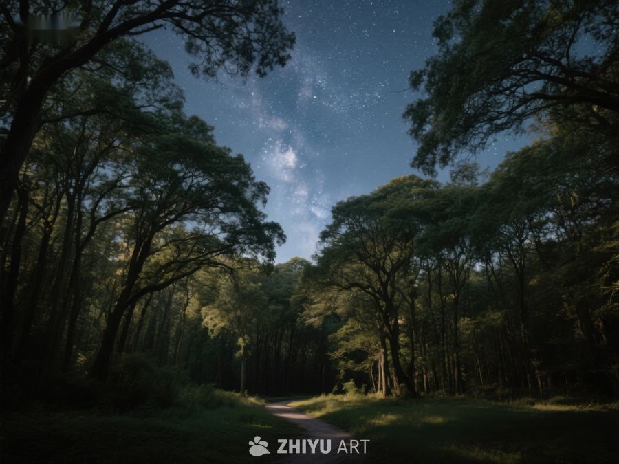 夜空下的森林小径 366