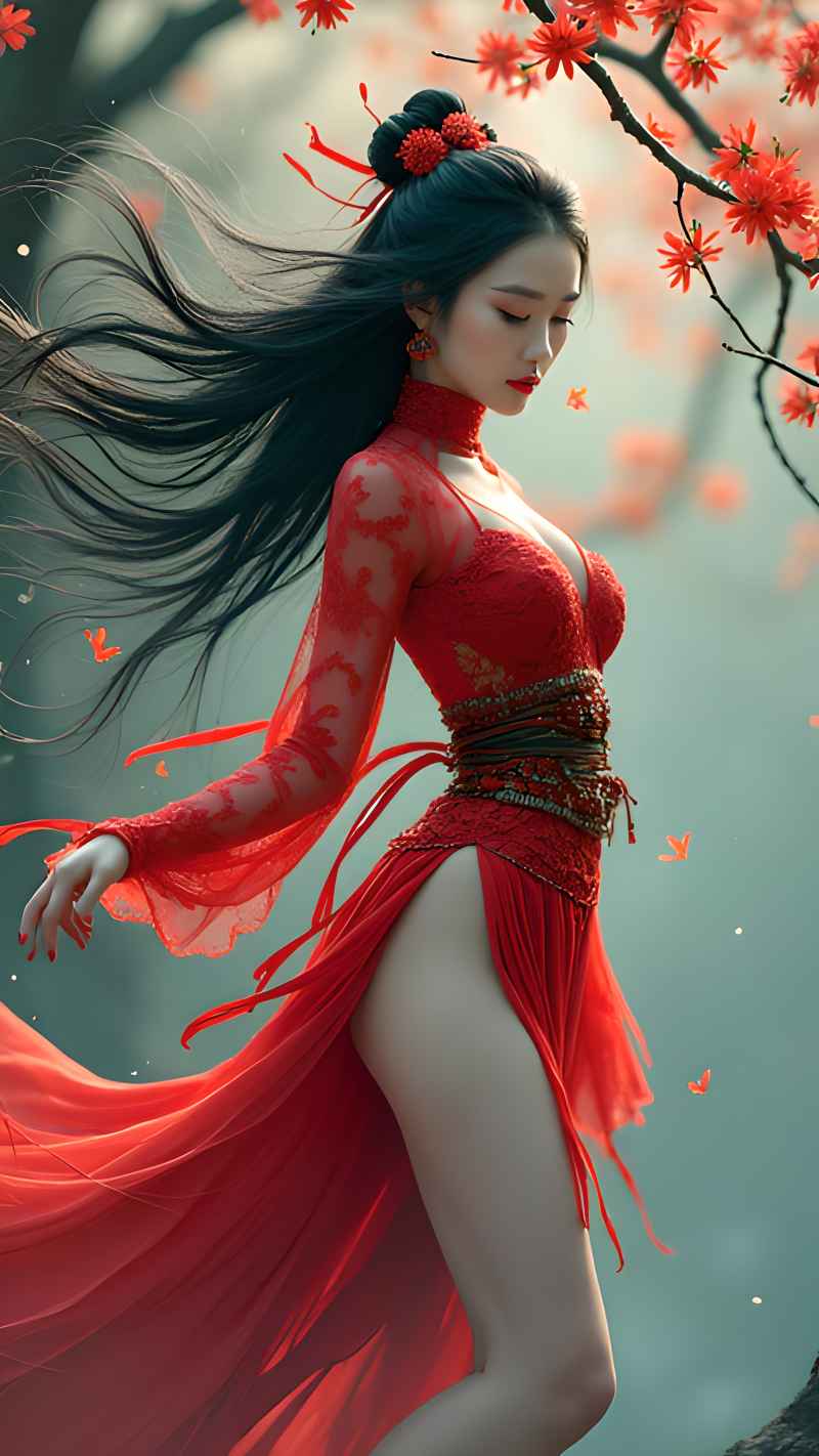 红色女子户外拍摄系列高清艺术视觉 7