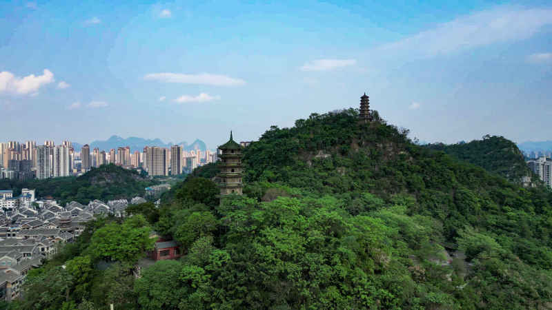 广西柳州盘龙公园航拍  