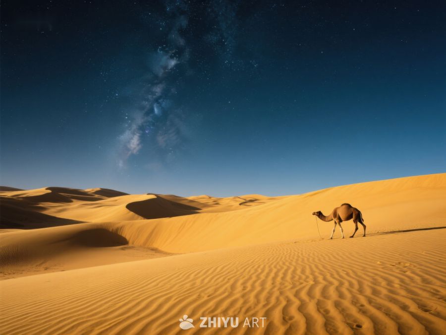 夜空下的沙漠骆驼 376