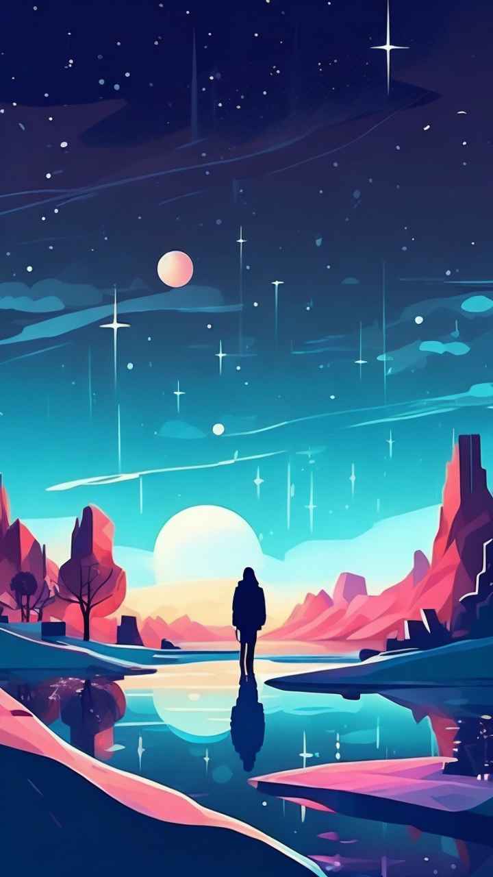 仙境广角冬日沙漠插画雪景 25