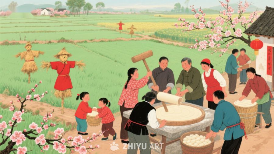 乡村春日，村民共制米糕 941