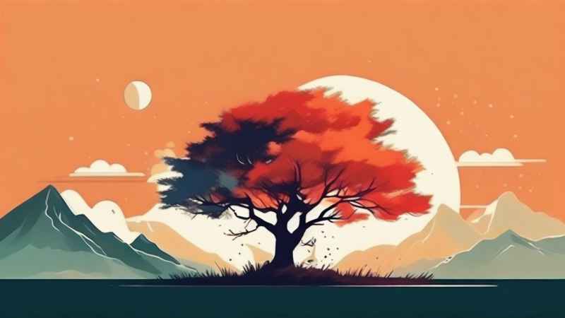 一幅画画着树极简主义 83