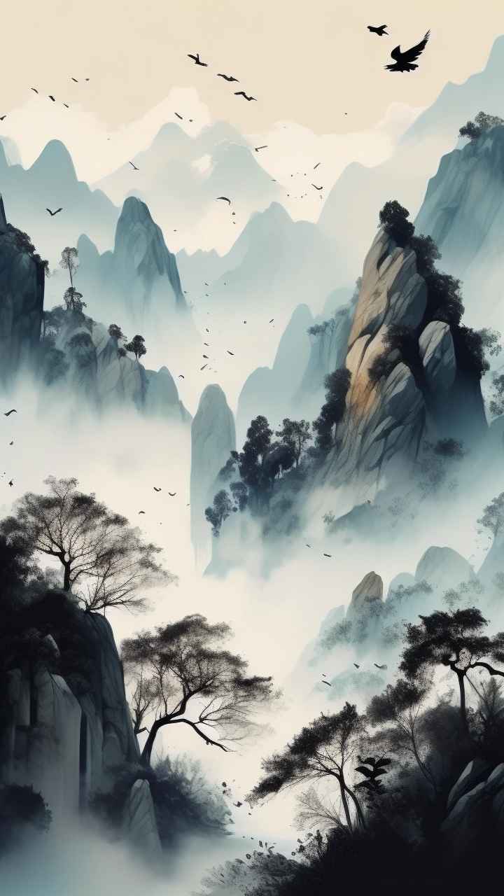 国风山水画背景插画 48