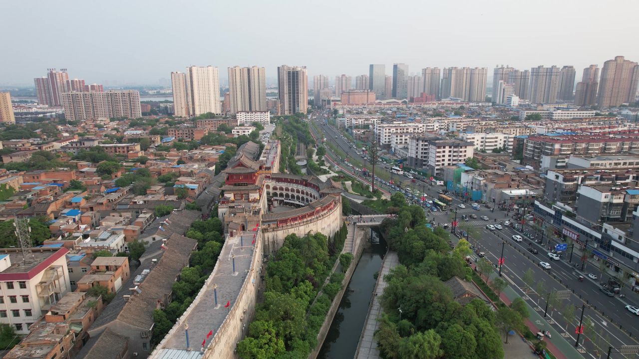 河南洛阳城市风光旅游景区航拍 