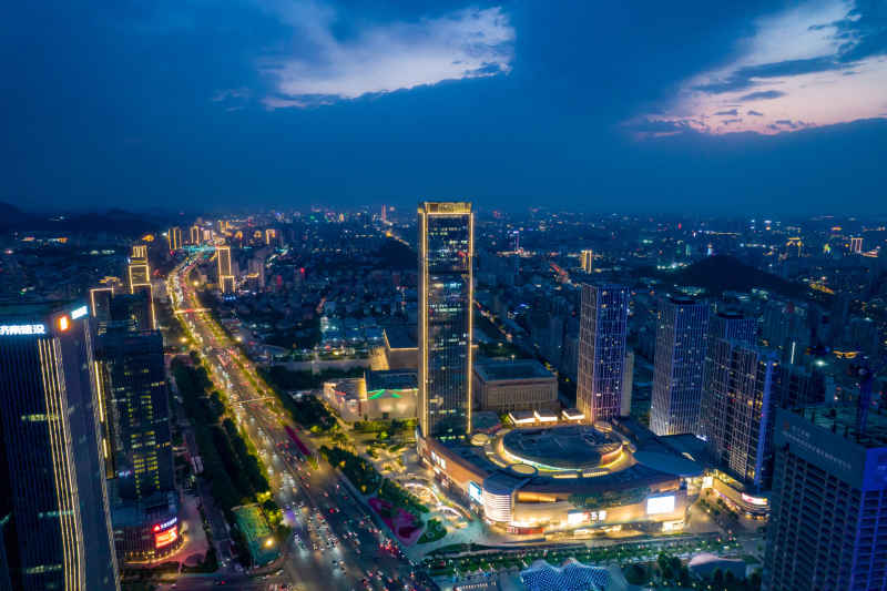 济南城市夜景灯光航拍摄影图