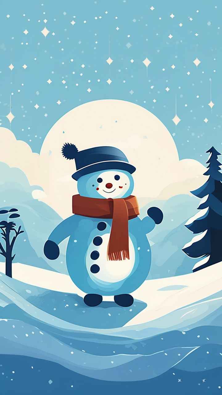 冬季雪景插画雪人 23