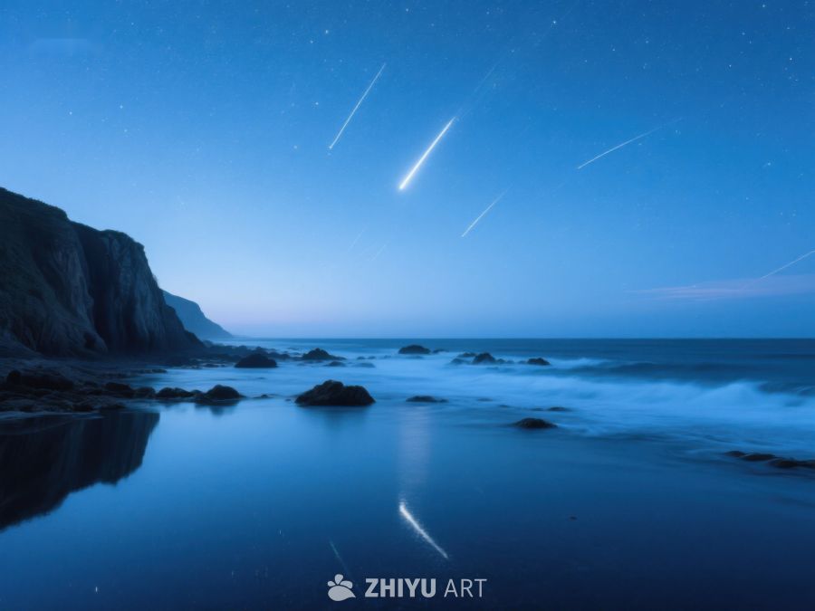 海岸夜空流星划过 25