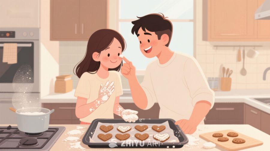 厨房里的甜蜜时光：情侣共同烘焙 19