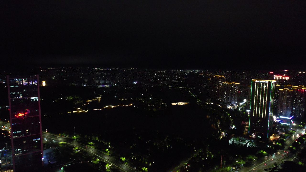 安徽蚌埠城市夜景灯光航拍  