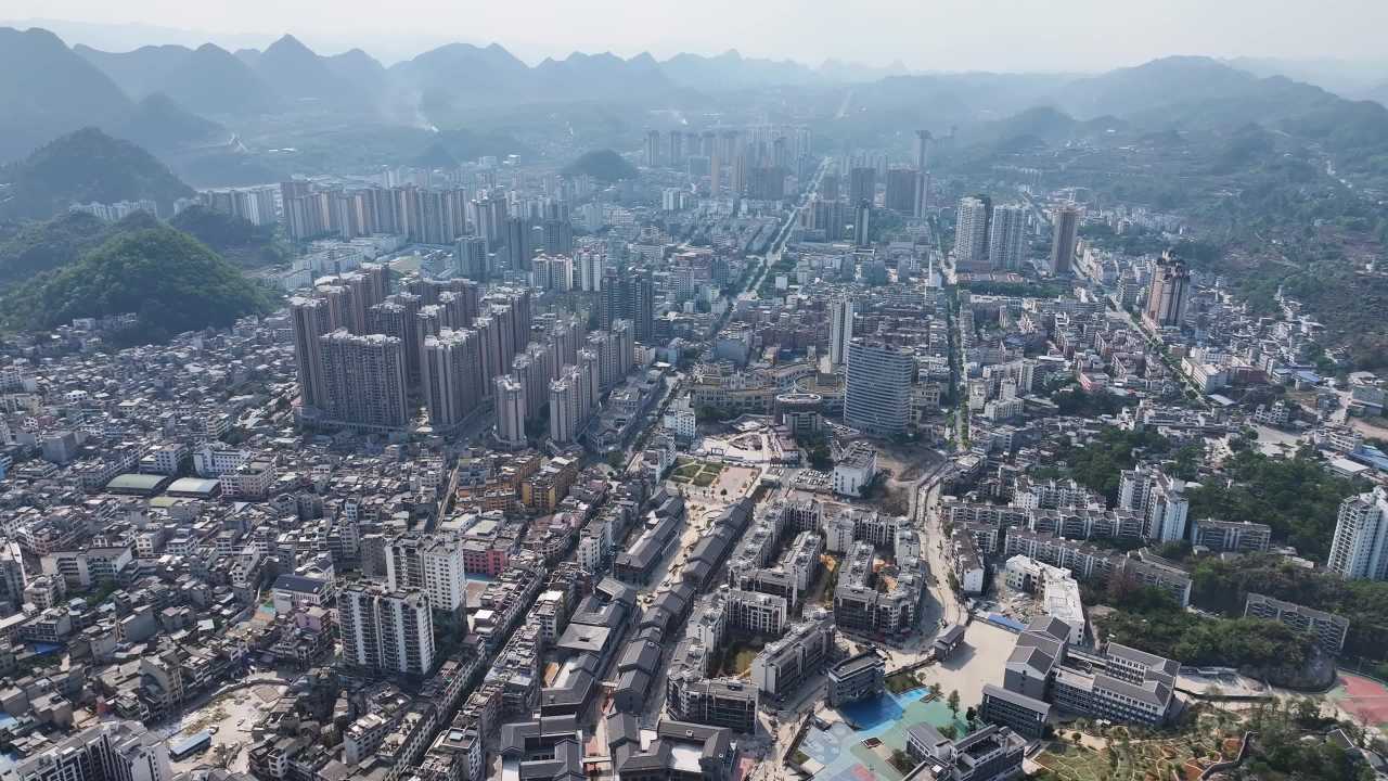4k贞丰县城航拍  城市建设