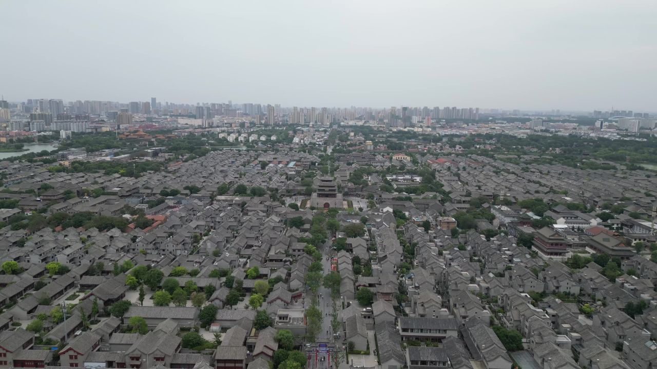  航拍山东聊城东昌湖景区