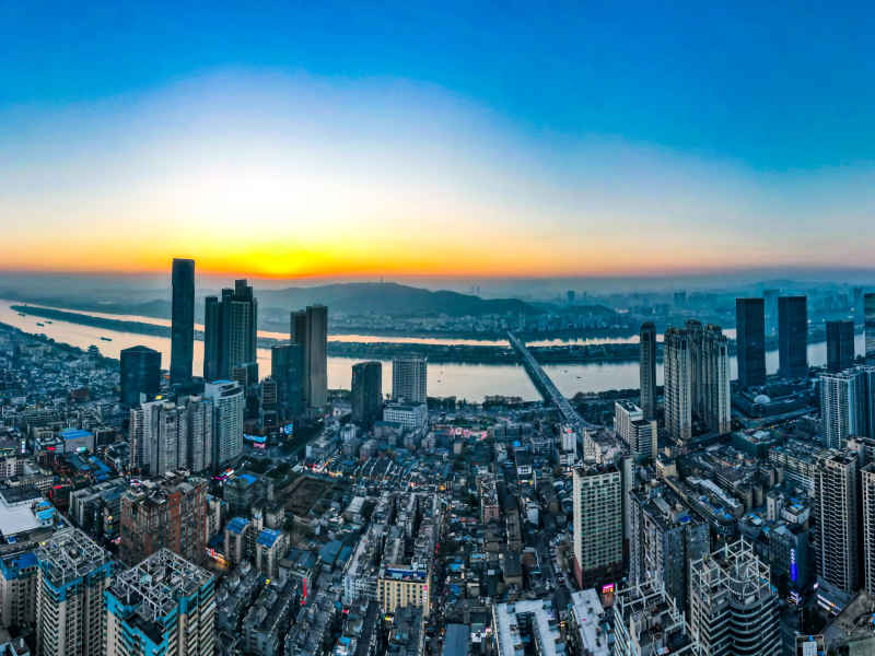 湖南长沙黄兴路步行街五一商圈航拍摄影图